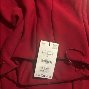 ZARA Crepe Red Strapless Dress